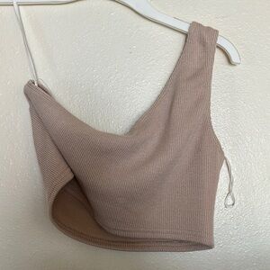 Elegant Tan Ribbed Women's Top